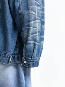 NEON BLANC 男士宽松街头时尚蓝色牛仔长袖夹克 - 藍色 - 查看 5