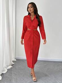 Celure Plus Size Women Cardigan With V-Neck Long Sleeve Cropped Sexy 2-In-1 Dress For New Year Clothes
