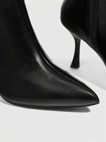 CUCCOO SZL Mode Zwarte Puntige Neus Stiletto Kniehoge Laarzen Voor Vrouwen Voor Kerstmis En Nieuwjaar Vakantie Vibe Herfst En Winter