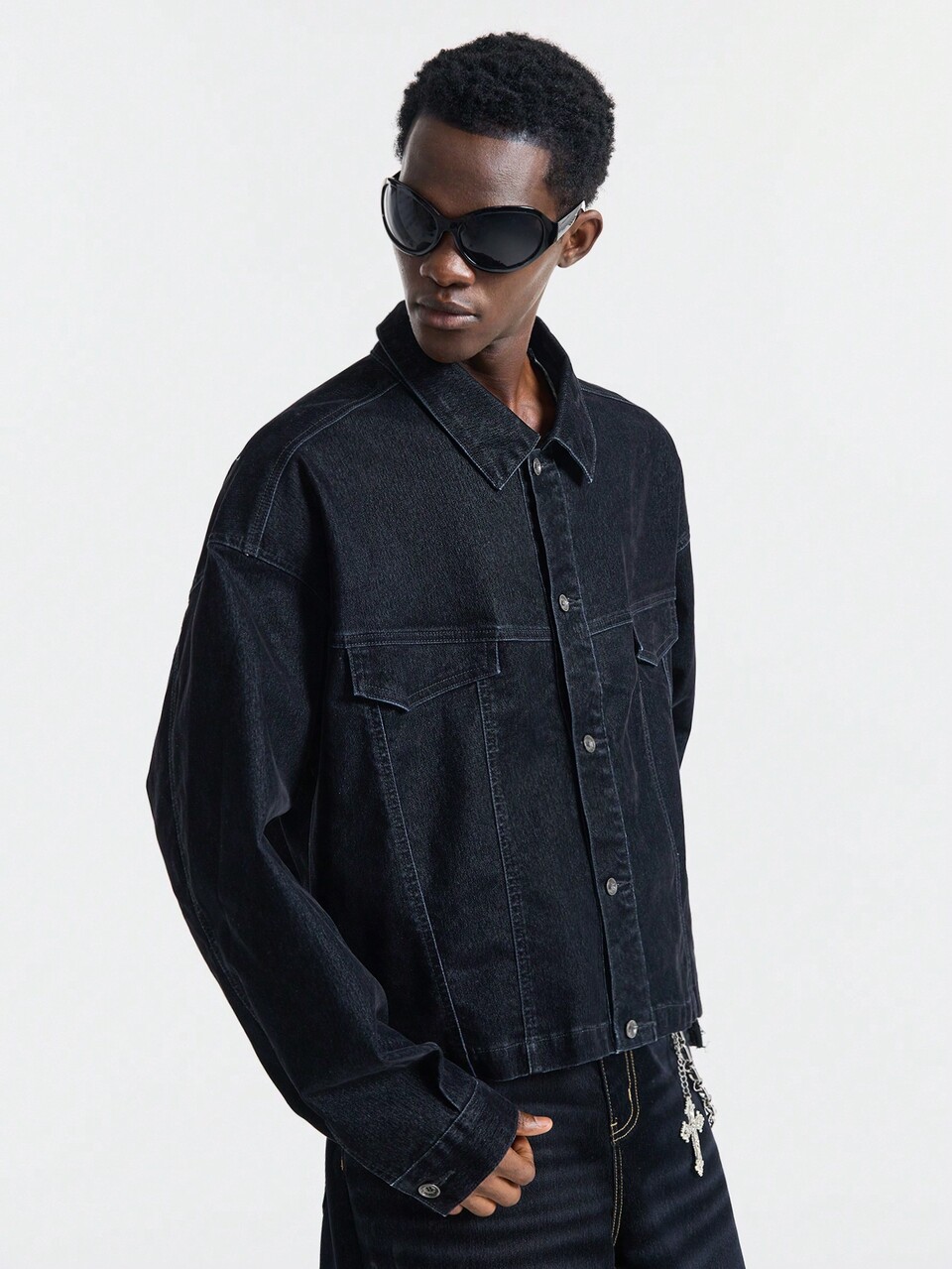 Men's Simple Button-Front Pocket Washed Casual Long Sleeve Shirt