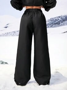 SHEIN EZwear Lässige Outdoor-Sport Einfarbige Hose mit Reißverschluss unten, Herbst/Winter