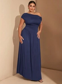 SHEIN BAE Plus Size Women's Elegant Super Versatile Stretch Fabric Black Or Daily Wear, Party, Off-Shoulder, Big Women, A-Level Dress,Birthday Dresses For Women