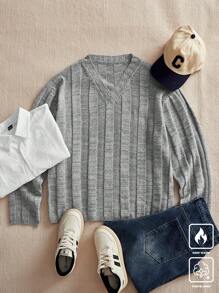 Manfinity CasualKnits Jersey de punto de hombros caídos casual y sencillo para hombres, apto para otoño/invierno
