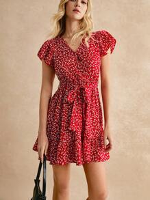 Poéselle 夏季女式花卉印花腰带连衣裙 - 彩色 - 查看 4