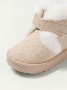 1 Paio Stivali da neve per bambini maschi, kaki, con chiusura a strappo, piatti, semplici e alla moda, termoisolati e caldi, adatti per l'inverno