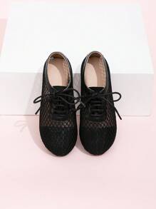 1 Pair Fashionable & Versatile Mesh Breathable Flat Shoes For Kids - Black - View 5
