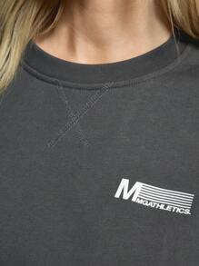 MISSGUIDED Camiseta de manga corta con estampado de goma gráfico y cuello redondo