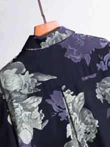 Lacomfia 大码优雅花卉满版印花前扣连衣裙 - 彩色 - 查看 3