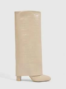 CUCCOO SZL Women's Fashion Apricot Color Pants Boots, Pointed Toe High Shaft Chunky Heel Over-The-Knee Boots, Sexy & Chic Riding Boots For And Vibe And Spring Shoes Spring Break Easter