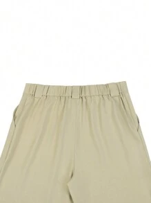 Manfinity Homme Men's Solid Color Straight Leg Loose Casual Trousers With Pockets - Khaki - View 5