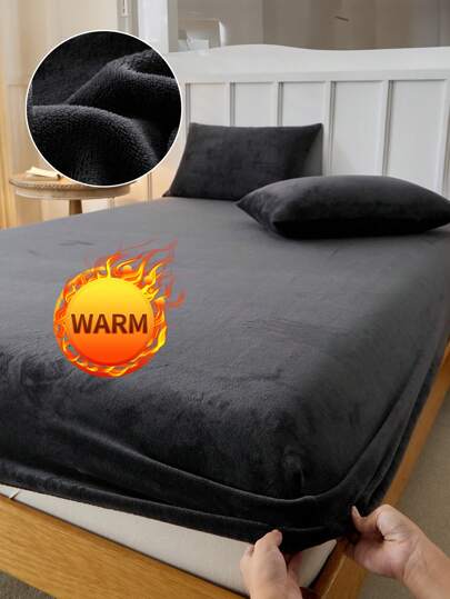 1pc Fitted Sheet, Bedding, Mattress Protector, Bed Cover, Cozy Home Textile, Soft-Comfortable Mattress Cover, Solid Color Sheet, Deep Pocket, Bed Sheet Only, Without Pillowcase, Dustproof, Machine Washable, Bedding Gifts, Fits For Twin Full King Queen Size Beds, Machine Washable, Autumn Decor, Winter Decor