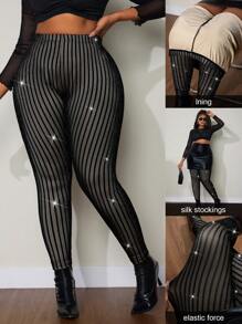 Calvaya Plus Size Women Sexy Elegant Glossy Tights/Pantyhose, Thermal Winter Legging Fall Cloth For Women - Black - View 6