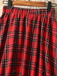 Women's Elastic Waist Plaid Printed Long Loose Casual Skirt