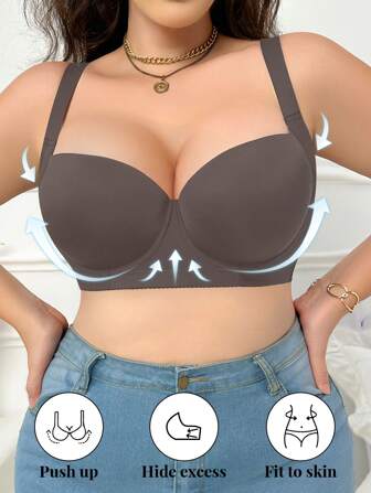 1 件加大码无缝钢圈轻垫可调节文胸，舒适日常穿着，提升