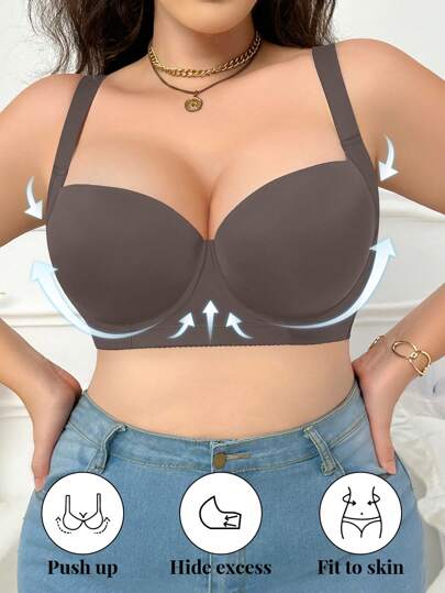 1 件加大码无缝钢圈轻垫可调节文胸，舒适日常穿着，提升