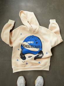 Manfinity Streetrush Sudadera con capucha con estampado gráfico para hombre, uso casual de todos los días, ropa de calle, sudadera con capucha de manga larga con gráfico, regalo para amigos, esposo, novio