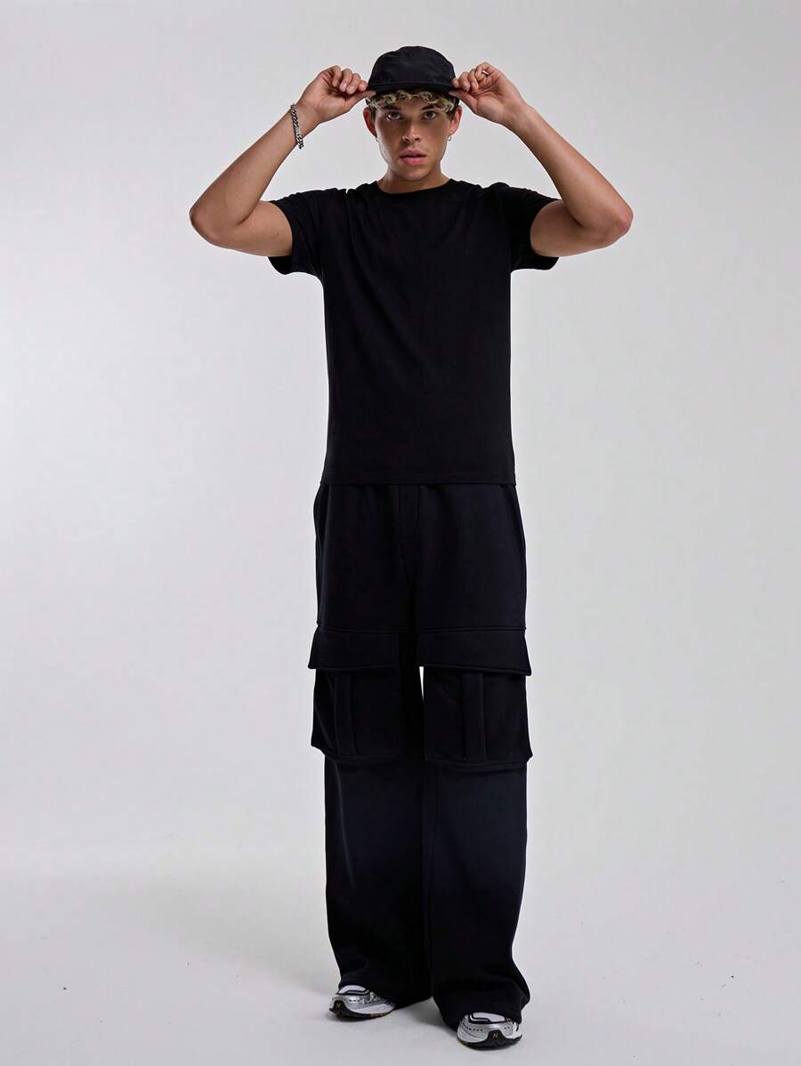 Musero Wide Leg Front Pocket Cargo Style Sweatpants Joggers Autumn Winter Wardrobe
