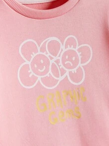 Young Girl Casual Floral Print Ruffle Hem Dress, Autumn - Pink - View 3