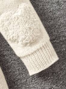 Tween Girl Jacquard Heart Pattern Loose Fit Casual Midi Dress For Early Winter, Versatile Layering Piece