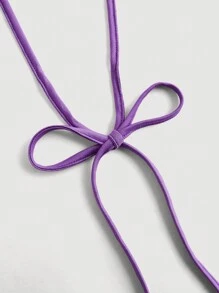 SHEIN MOD Women Neck-Tie Heart Button Ruched Asymmetrical Hem Cami Top - Purple - View 3