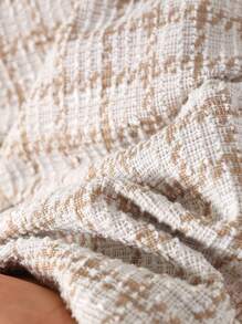 SHEIN Young Girl Chic Lady Turndown Collar Fitted Long Sleeve Plaid Shirt, Versatile For Spring & Autumn - Khaki - View 3