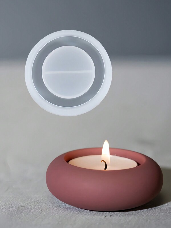 2 pezzi Stampo in silicone rotondo da 3,5 pollici, porta-candela fai-da-te in cemento, cera, gesso, terrazzo, resina epossidica, decorativo per porta-candele, regalo di Natale, forniture per artigianato, decorazioni per feste, matrimoni, festival, progetti fai-da-te
