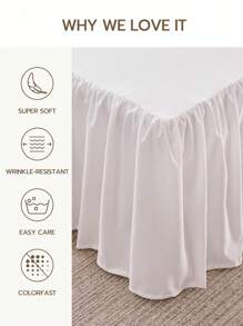 1 pièce Jupe de lit volantée de base, léger, style classique, doux et élégant 100% microfibre avec une chute de 38 cm, blanc. Pour les essentiels de literie de maison et de dortoir scolaire.
