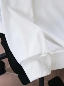 SCOOBY-DOO X SHEIN Men Cartoon & Letter Print Drop Shoulder Loose Drawstring Sweatshirt, Casual Style, Spring Autumn - White - View 4