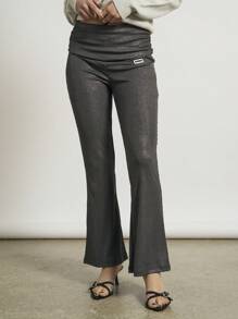 AiiRZ 折叠金属罗纹喇叭紧身裤