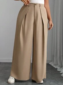 Franclia 大码女式纯色优雅办公室阔腿裤