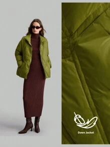 Ontre Olive Green Quilted Loose Casual Christmas Fashionable Padded Jacket, Winter