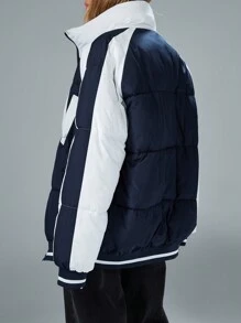 Aveloria Affinna Women's Winter Loose Fit Letter Embroidered Color BlockPadded Insulated Polyfill Synthetic Insulation Winter Coat Winter Jacket Jacket Fall Cloth For Women