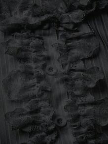 Rometta Plus Size Women Contrast Lace Ruffled Trim Fitted Elegant Camisole - Black - View 7