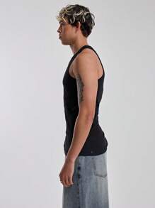 Musero Slim Fitted Sleeveless Tank Top Embroided Cross Detail Tank Top Spring Summer Essentials - Black - View 2