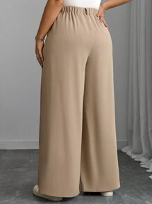 Franclia 大码女式纯色优雅办公室阔腿裤