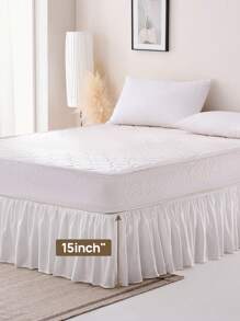 1 pièce Jupe de lit volantée de base, léger, style classique, doux et élégant 100% microfibre avec une chute de 38 cm, blanc. Pour les essentiels de literie de maison et de dortoir scolaire.