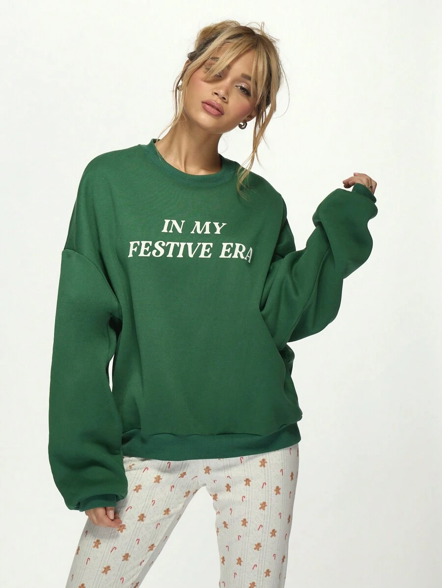 MISSGUIDED 节日季宽松圆领套头衫圣诞冬季卫衣长袖家居服休闲节日派对装