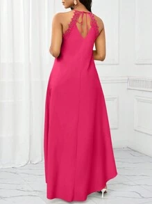 SHEIN Lady 节日连衣裙 夏季女士连衣裙 休闲长款吊带连衣裙 - 玫紅色 - 查看 2