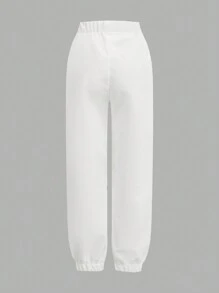 SHEIN 2pcs Sports Set For Young Boys,White,Autumn Color Block Fashion Activewear Suit,Street,Gym - Multicolor - View 8