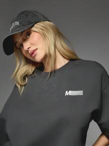 MISSGUIDED Camiseta de manga corta con estampado de goma gráfico y cuello redondo