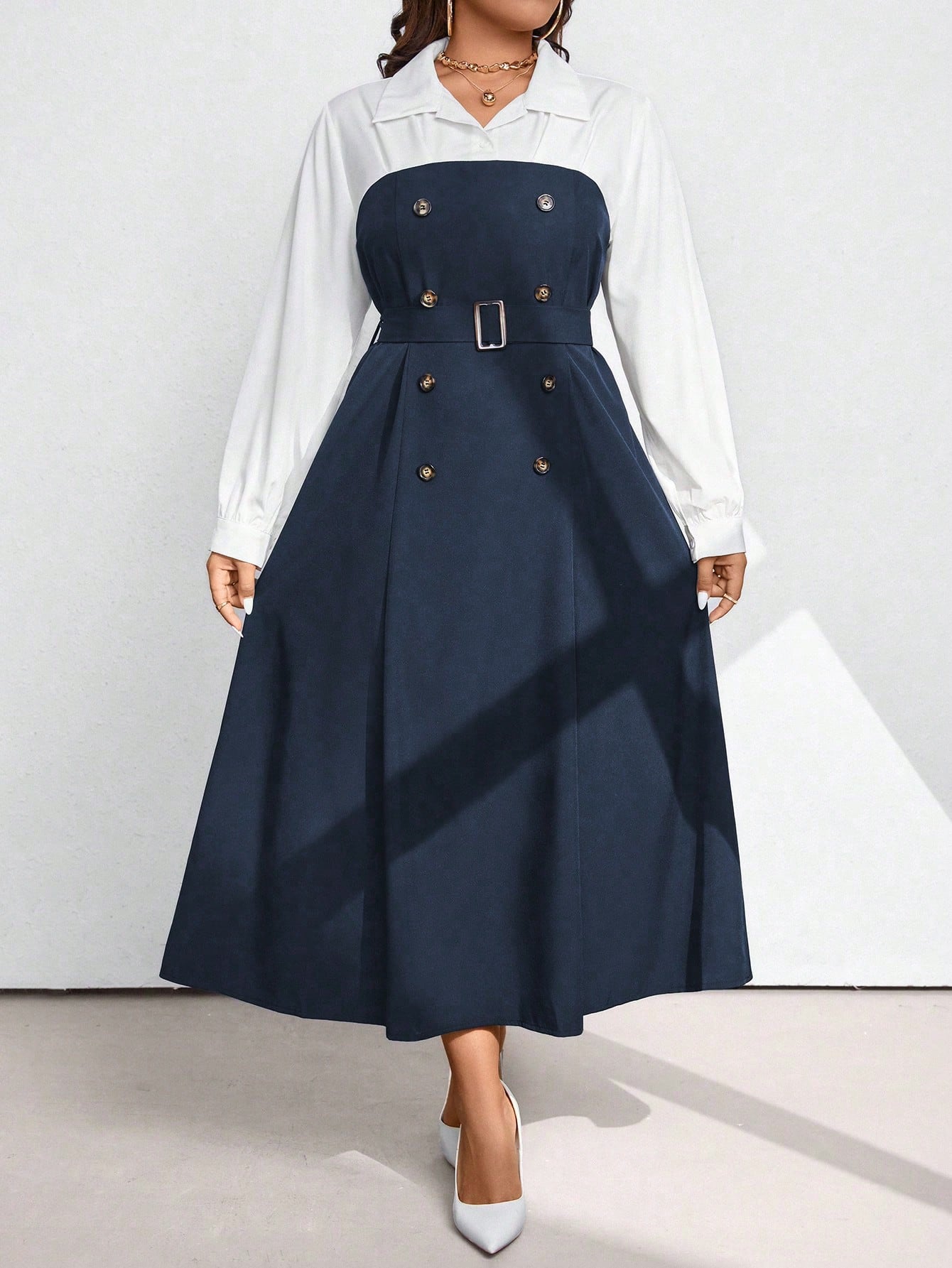 Calvaya فستان طويل ماكسي للنساء باللون الأحادي مع...