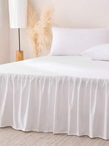 1 pièce Jupe de lit volantée de base, léger, style classique, doux et élégant 100% microfibre avec une chute de 38 cm, blanc. Pour les essentiels de literie de maison et de dortoir scolaire.