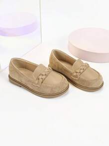 1 双全新舒适户外婴儿女童可爱平底鞋，女童平底秋鞋，英伦风学生校鞋，婴儿学步鞋 - 卡其色 - 查看 2