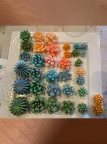 9 件/套硅胶蜡烛模具 - 现代仙人掌设计，可重复使用的 DIY 蜡烛制作套件，适用于家庭、工艺品、礼品 | 不粘、灵活、耐用的蜡烛皂模具，适用于香薰、婚礼、派对装饰（6.7x3.1 英寸） - 白色 - 查看 5