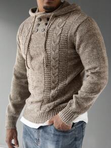 Manfinity CityGents Jersey casual con capucha, cordón ajustable y manga larga de unicolor para hombre, otoño/invierno