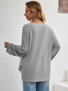SHEIN Camiseta de maternidad con hombros caídos y bajo dividido, para la temporada de otoño