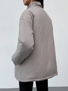 Aloruh 防风加厚连帽夹克，简约灰色拉链长外套，适合户外滑雪、约会和度假，秋冬季