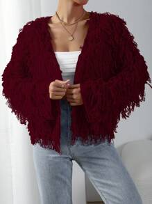 Celisse Solid Color Simple Stylish Cardigan For Women, Suitable For Spring And Autumn Fall Winter Cloth For Women - Burgundy - View 7