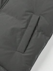 Manfinity Homme 1pc Men Loose Fit Drawstring Hooded Padded Coat, Men Winter Jacket, Men Outerwear - Dark Grey - View 4