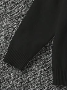 SHEIN 兒童 1件 小男孩休閒舒適純色百搭寬鬆高領秋季毛衣，可作為內搭或外套穿著 - 黑色 - 查看 3